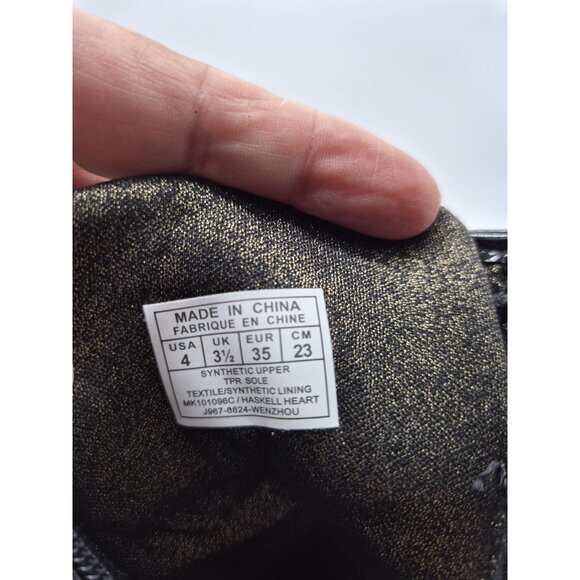 Michael Kors Girls Youth Boots Size 4 Glitter Combat Rhinestone Black Hearts - Picture 8 of 9